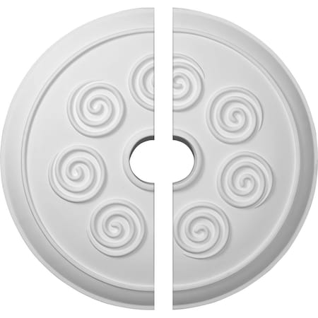 Ekena Millwork Spiral Ceiling Medallion, Two Piece (Fits Canopies up to 4"), 25 1/4"OD x 4"ID x 2"P CM25SP2
